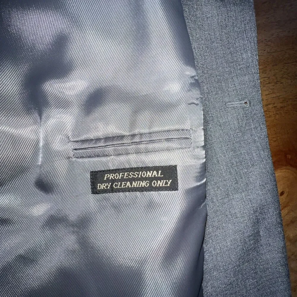 Vtg Bert Pulitzer‎ Mens Blazer Size 46R Gray Blazer Gold Button Wool Blend Coat